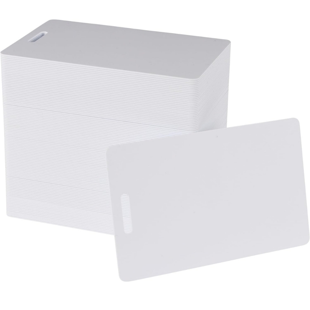 100 pcs white PVC cards with slot punch on short side (33)